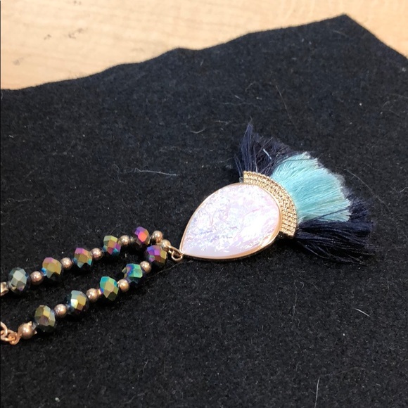 New 3/$12 long fringe tassel beaded costume sparkly pendant necklace - Picture 5 of 5